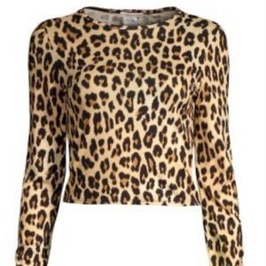 ALICE + OLIVIA Leopard Print Long Sleeve Sweater Top